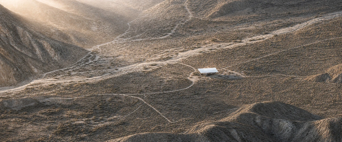 Oasis from a Cloud of Steel extending across a desert landscape