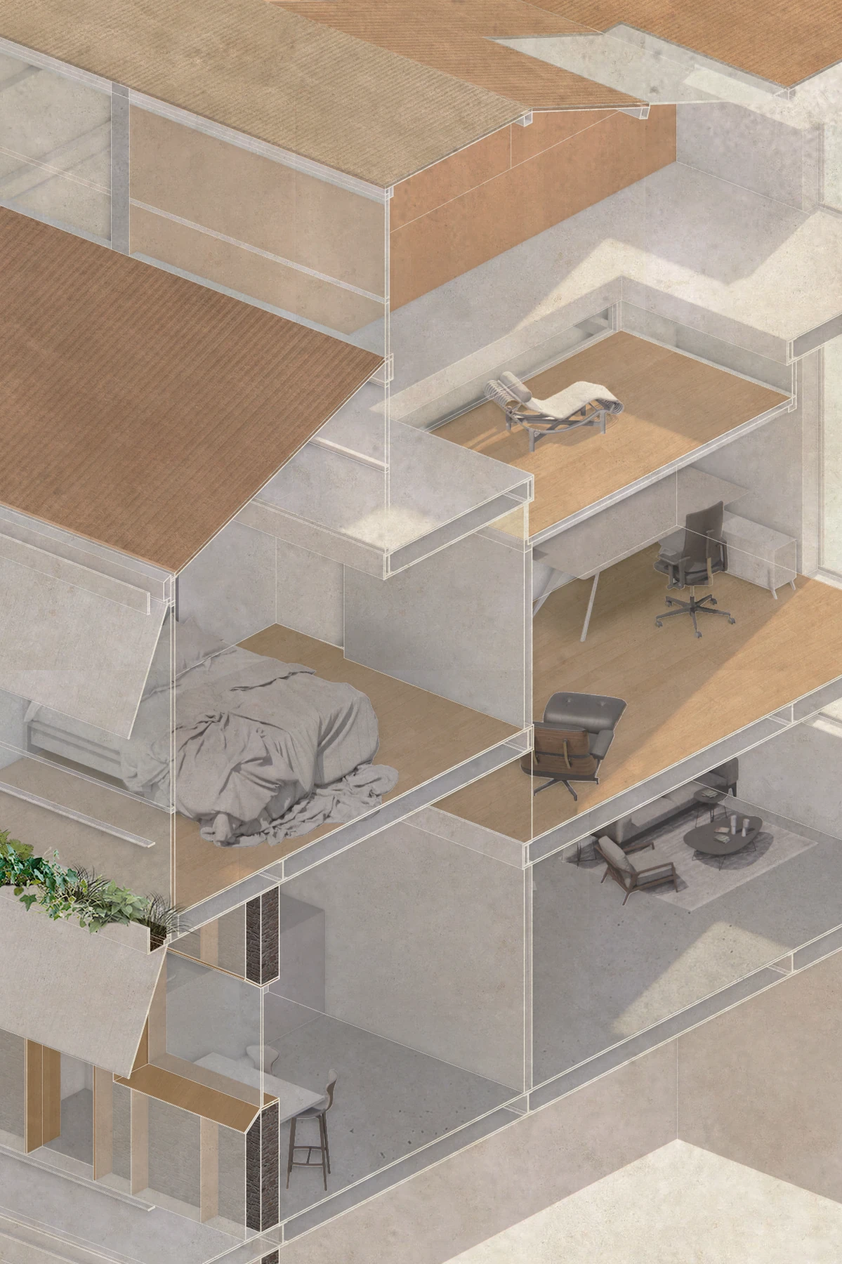 House of Light interior axonometric