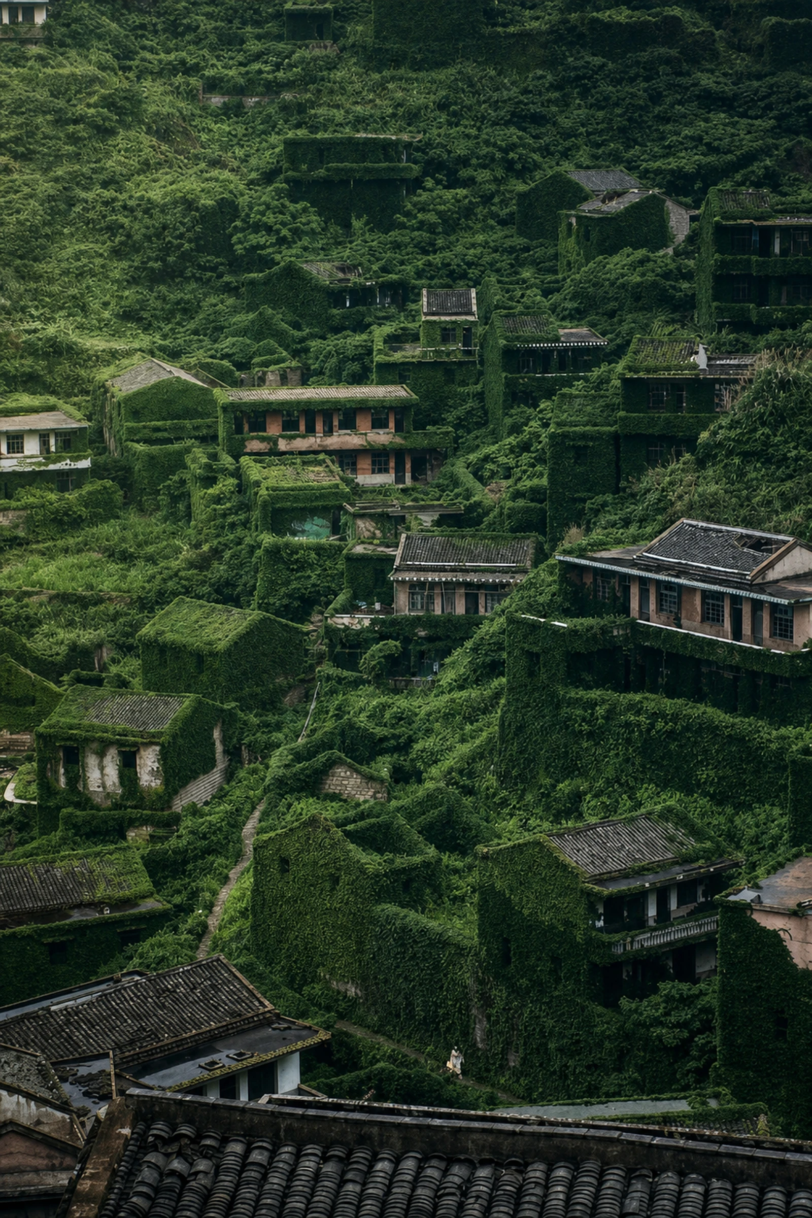 Overgrown Houtouwan village