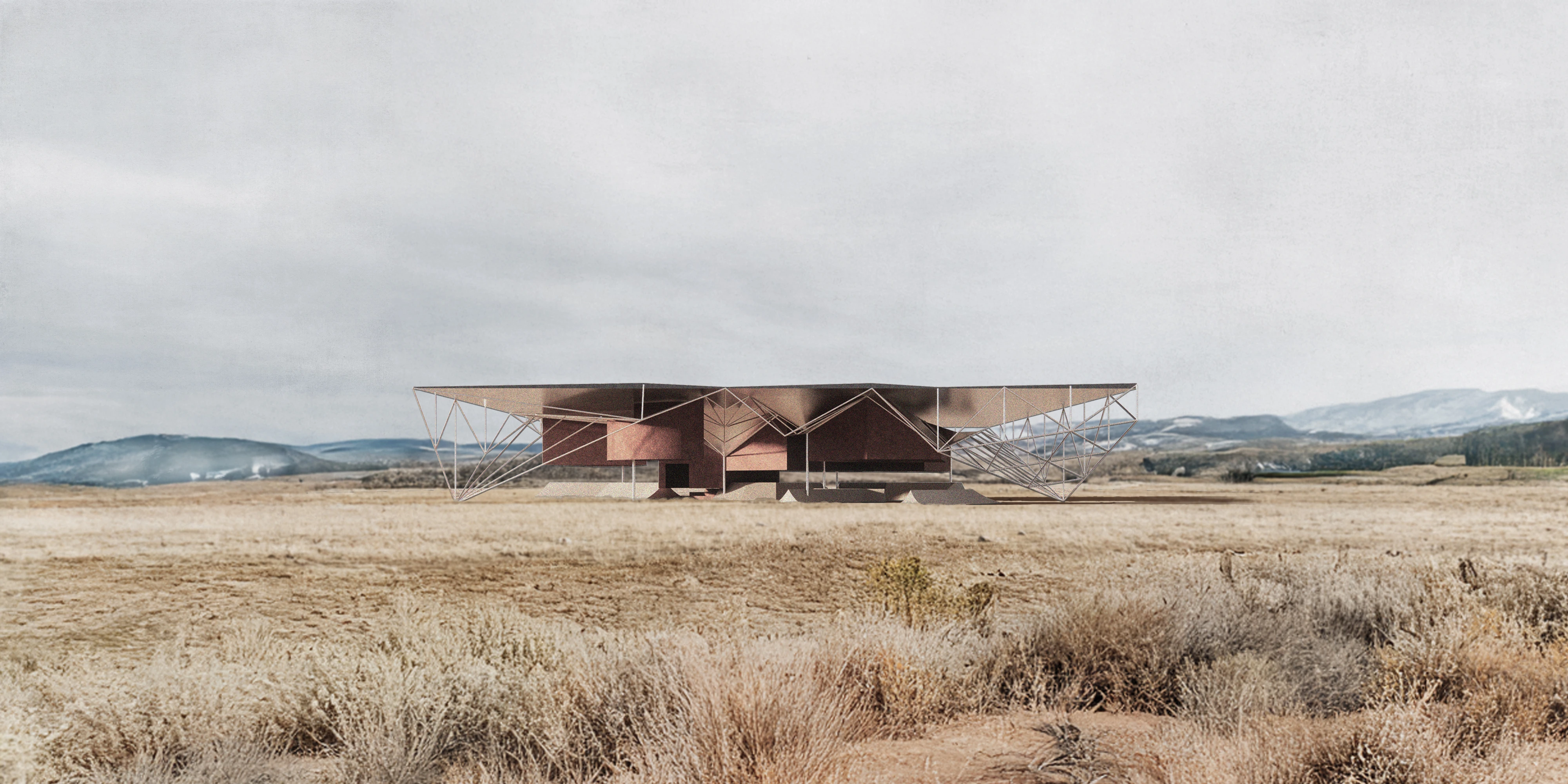 Oasis from a Cloud of Steel in the desert landscape