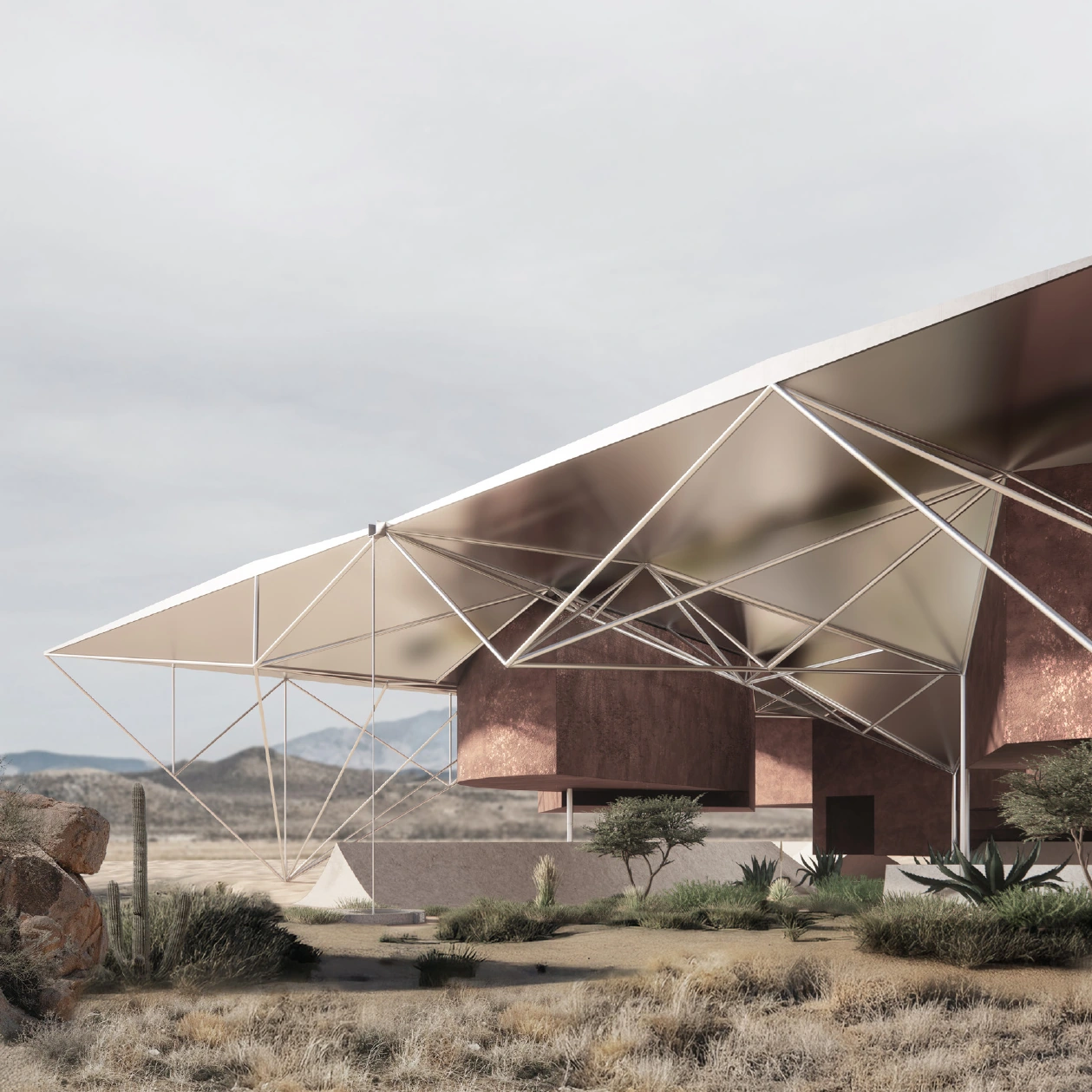 Weathering steel resort exterior